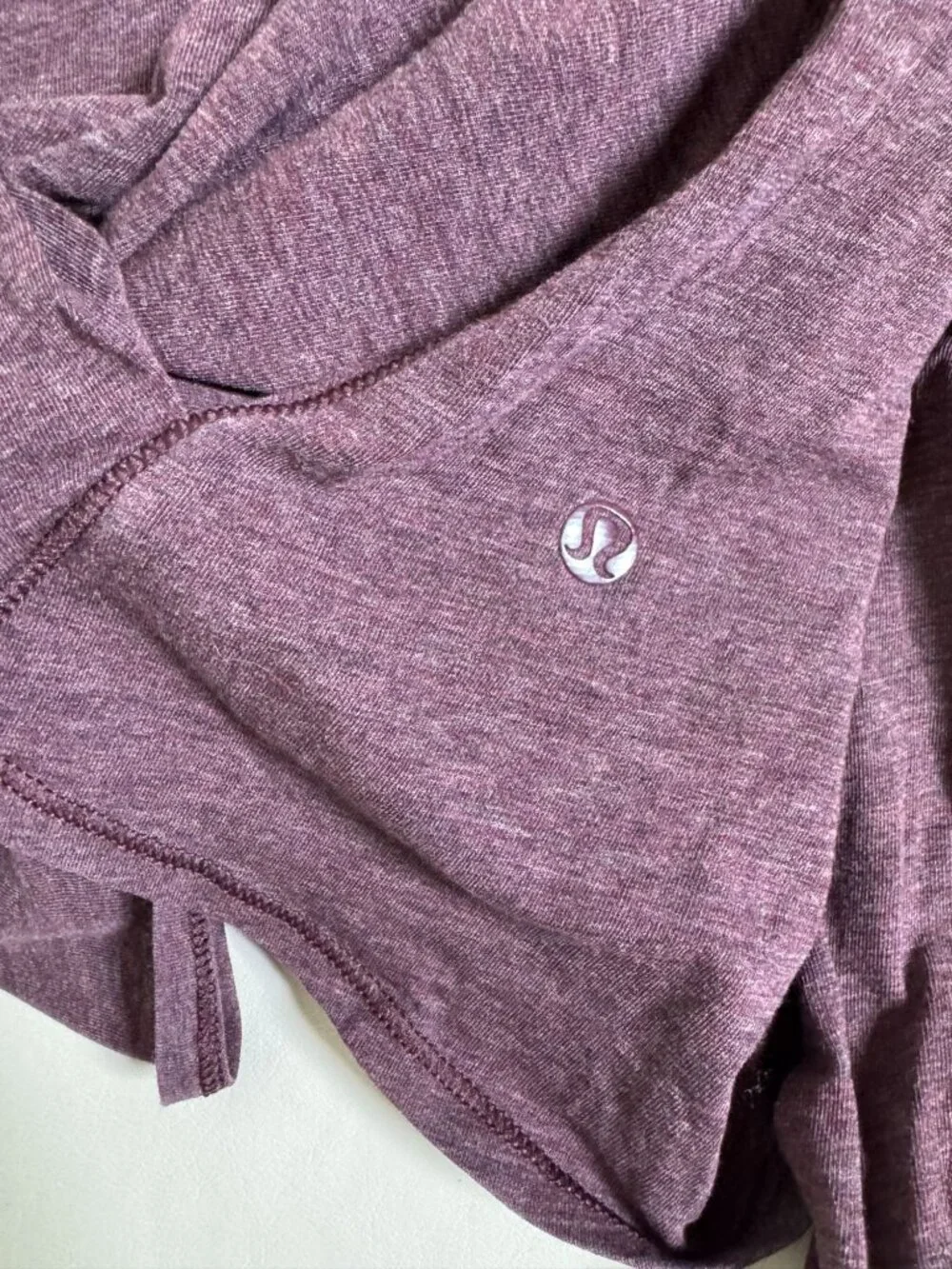 Lululemon Faux Wrap Long Sleeve Purple Top Women Size 6 Stretch Burgundy relaxed